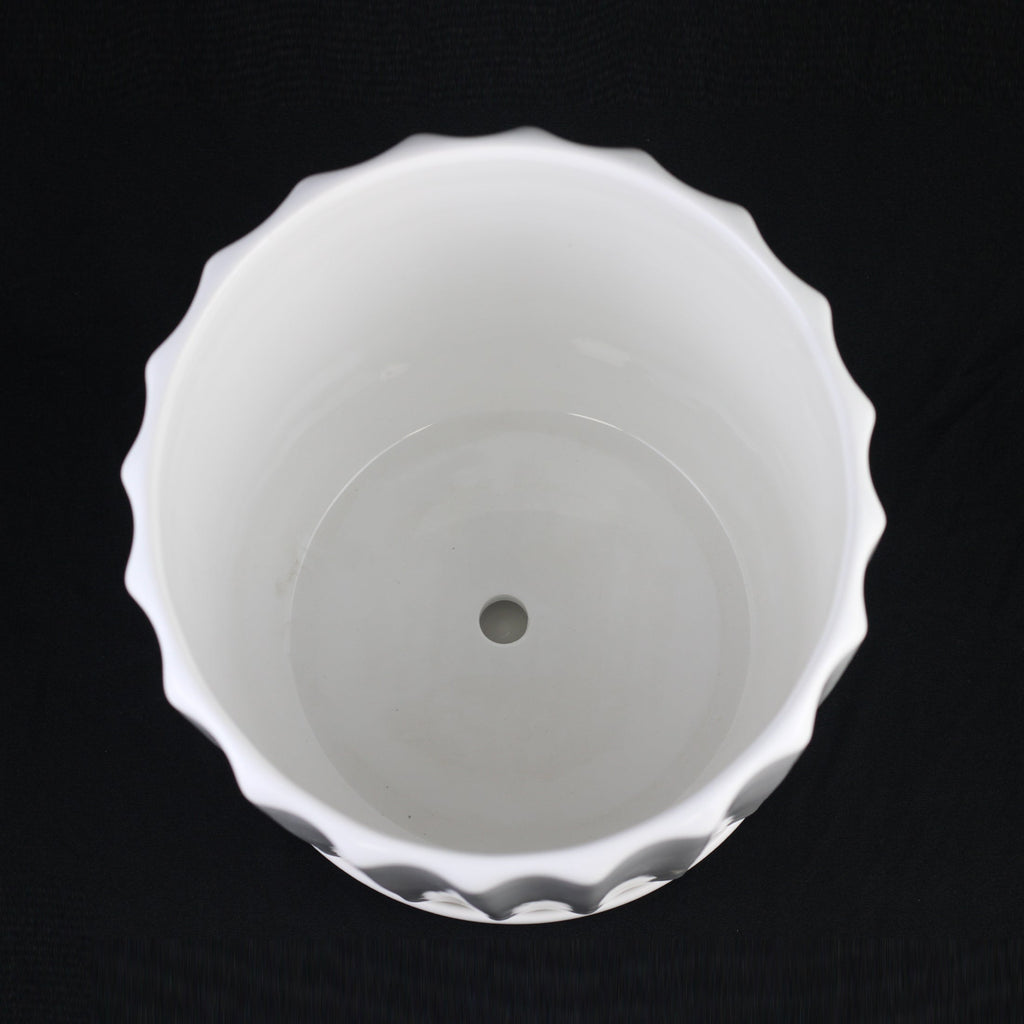 3-Piece White Ceramic Planter Pot Set with Fluted Design & Saucers – Indoor Plant Pots