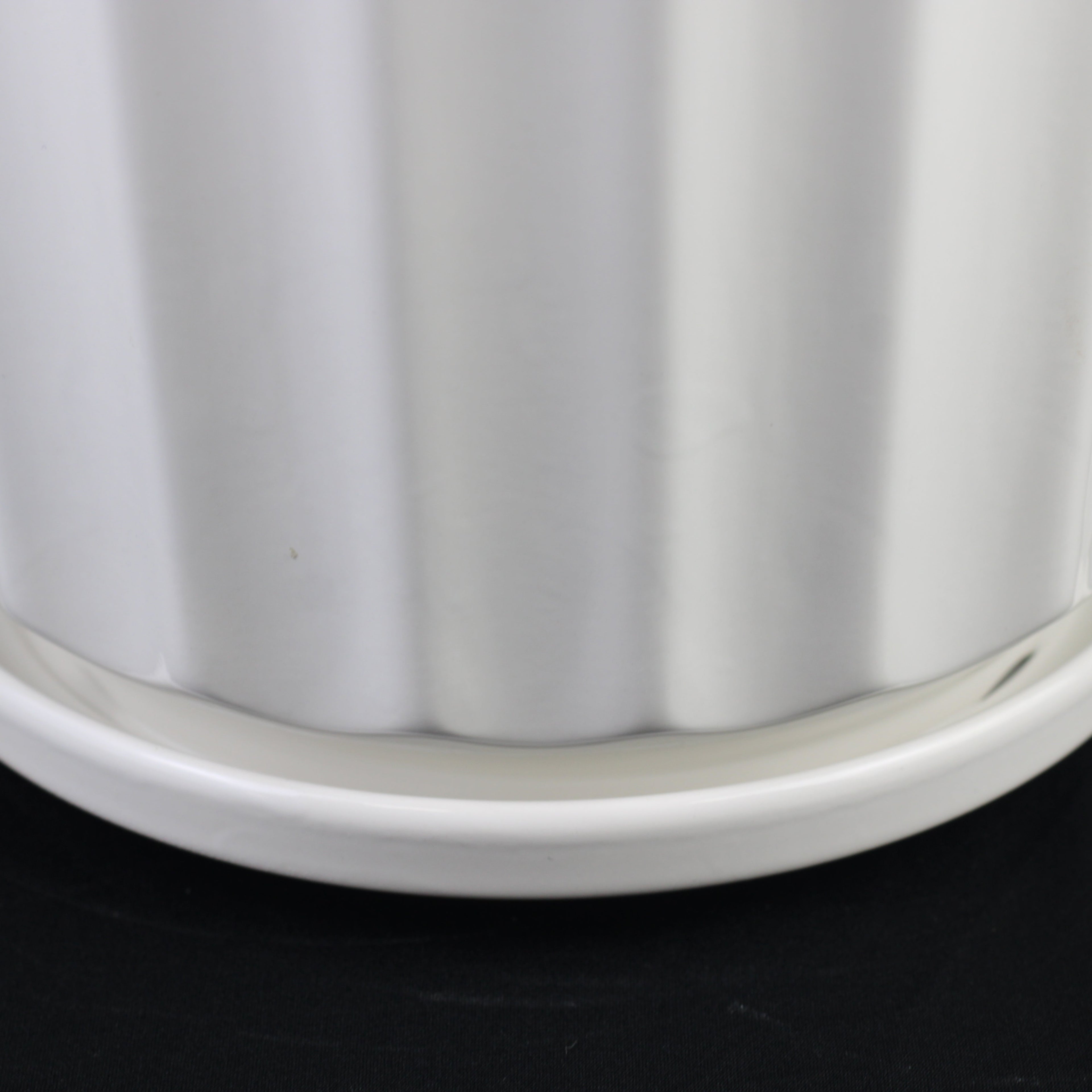 3-Piece White Ceramic Planter Pot Set with Fluted Design & Saucers – Indoor Plant Pots