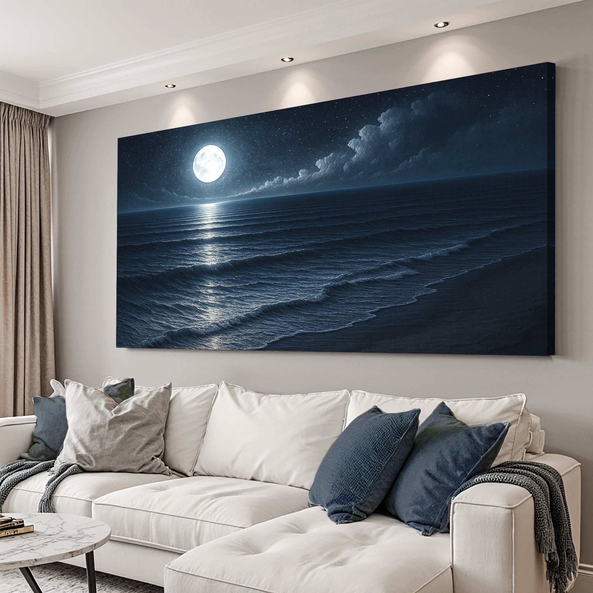 Beach Shoreline Coastal Wall Art – Ocean Landscape Print for Home Decor
