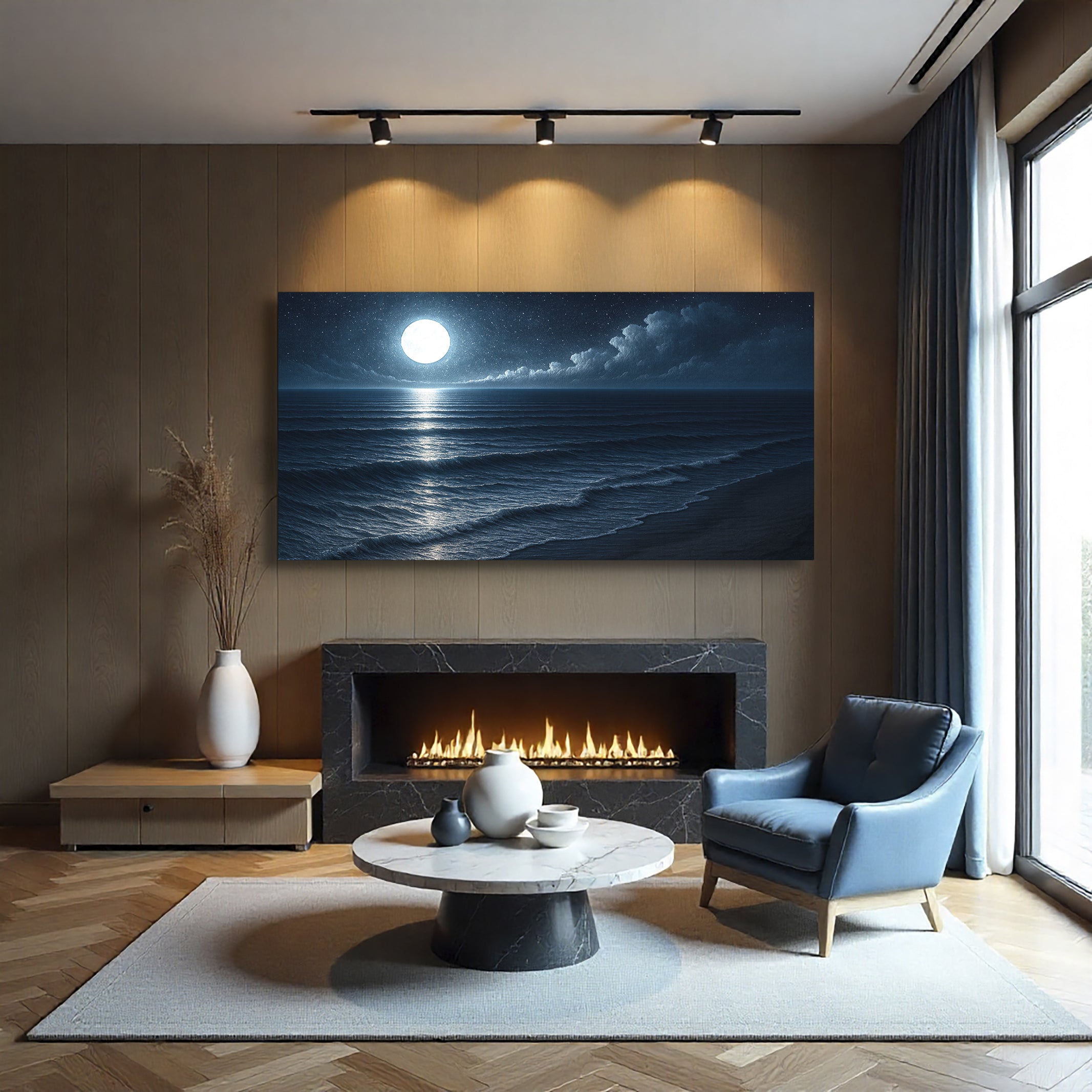 Beach Shoreline Coastal Wall Art – Ocean Landscape Print for Home Decor