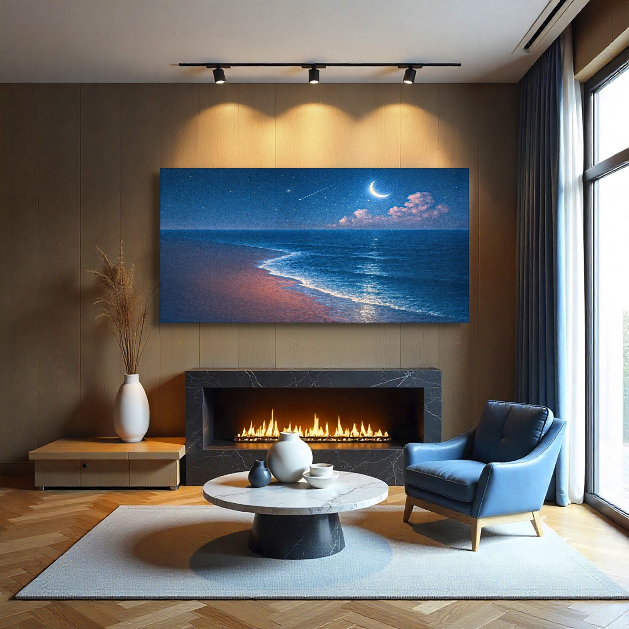 Beach Shoreline Coastal Wall Art V – Ocean Landscape Print for Home Decor