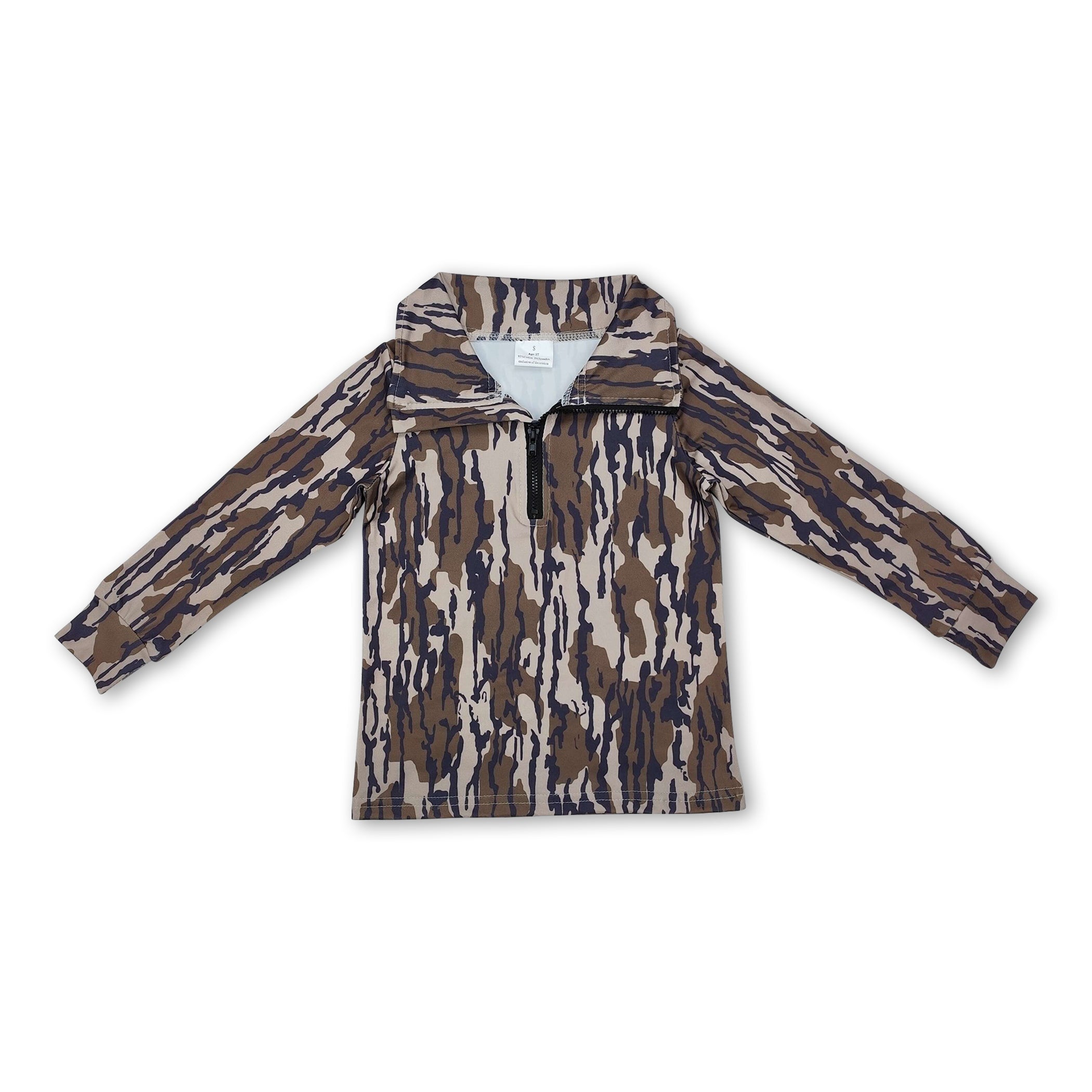 Boys Camo Long Sleeve Hunting Zip Pullover