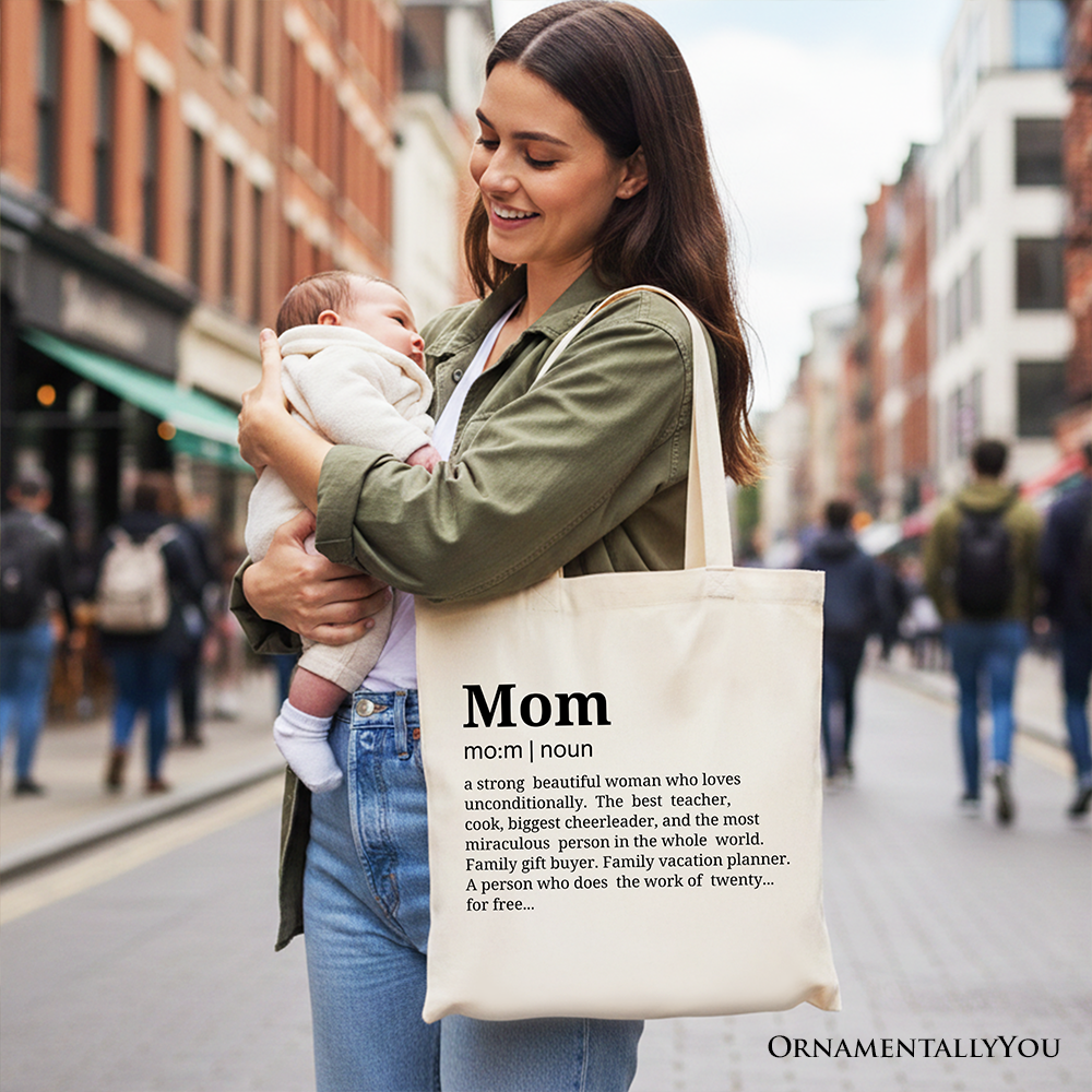 Personalized Mom Definition Canvas Tote Bag, Funny Mothers Day Gift Shopper
