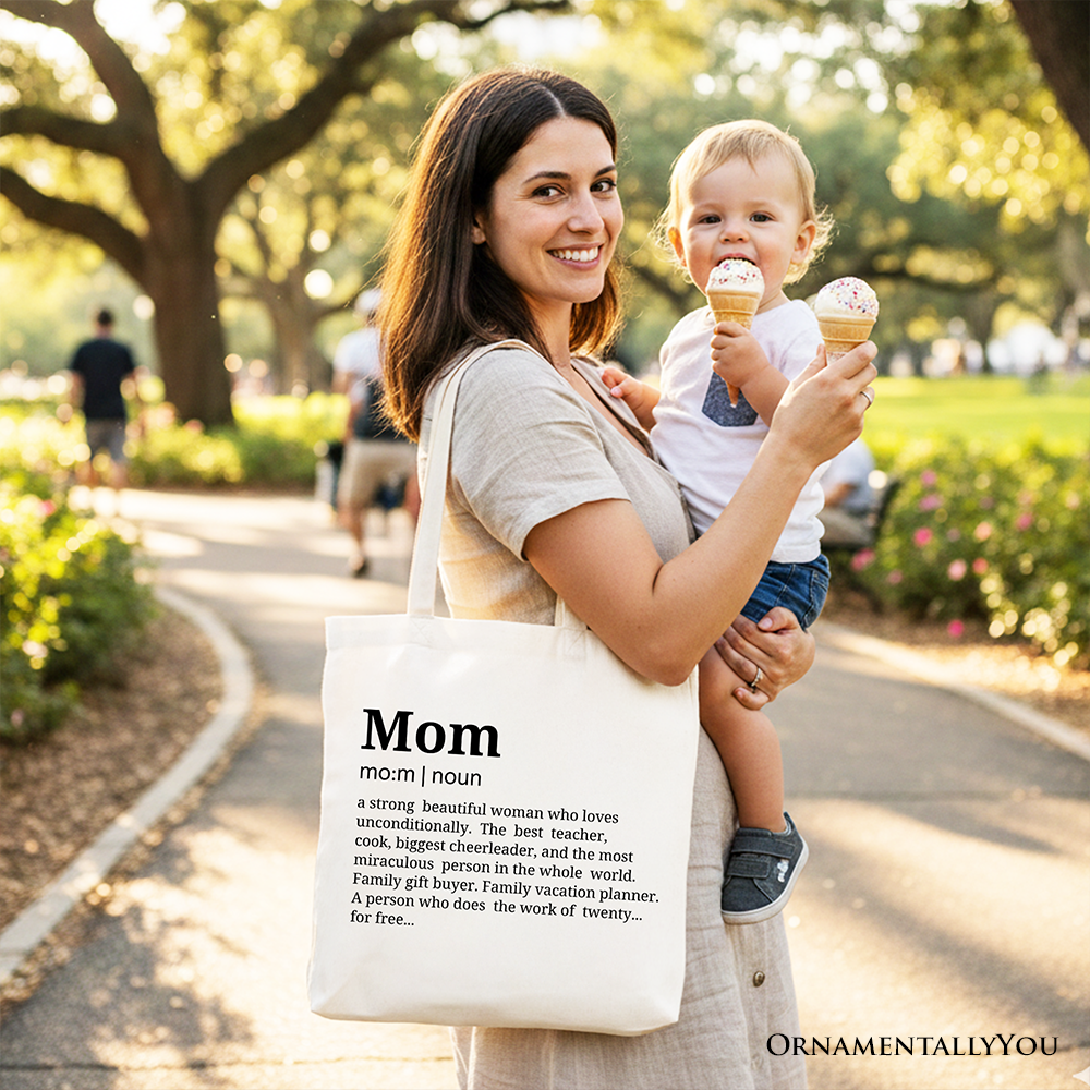 Personalized Mom Definition Canvas Tote Bag, Funny Mothers Day Gift Shopper