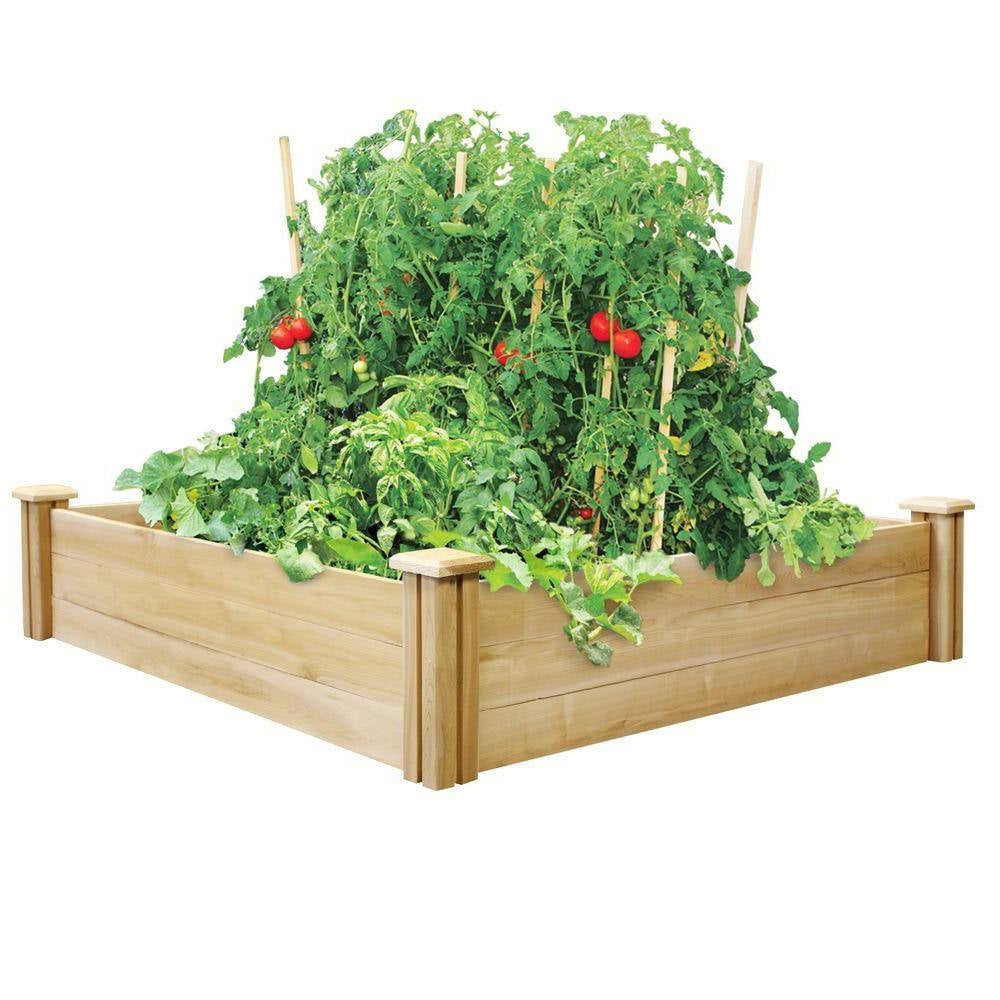 4ft x 4ft Outdoor Cedar Wood Raised Garden Bed Planter Box – Made in USA