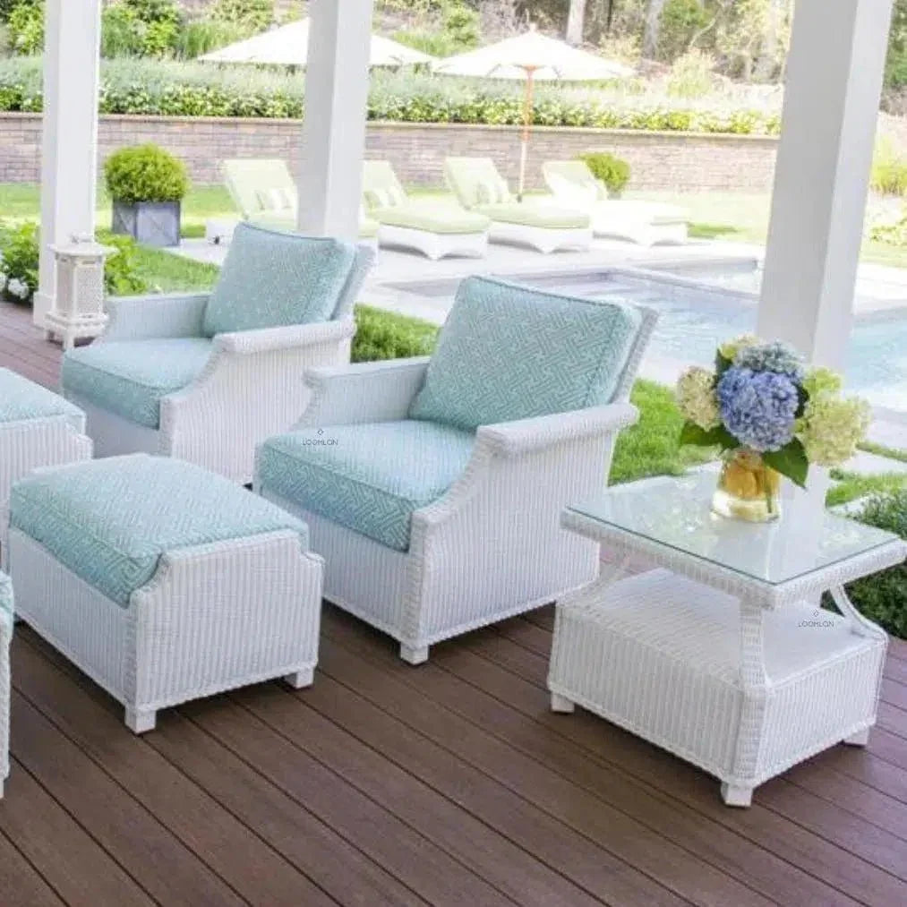 Hamptons Outdoor Wicker Sofa with Lounge Chair Set