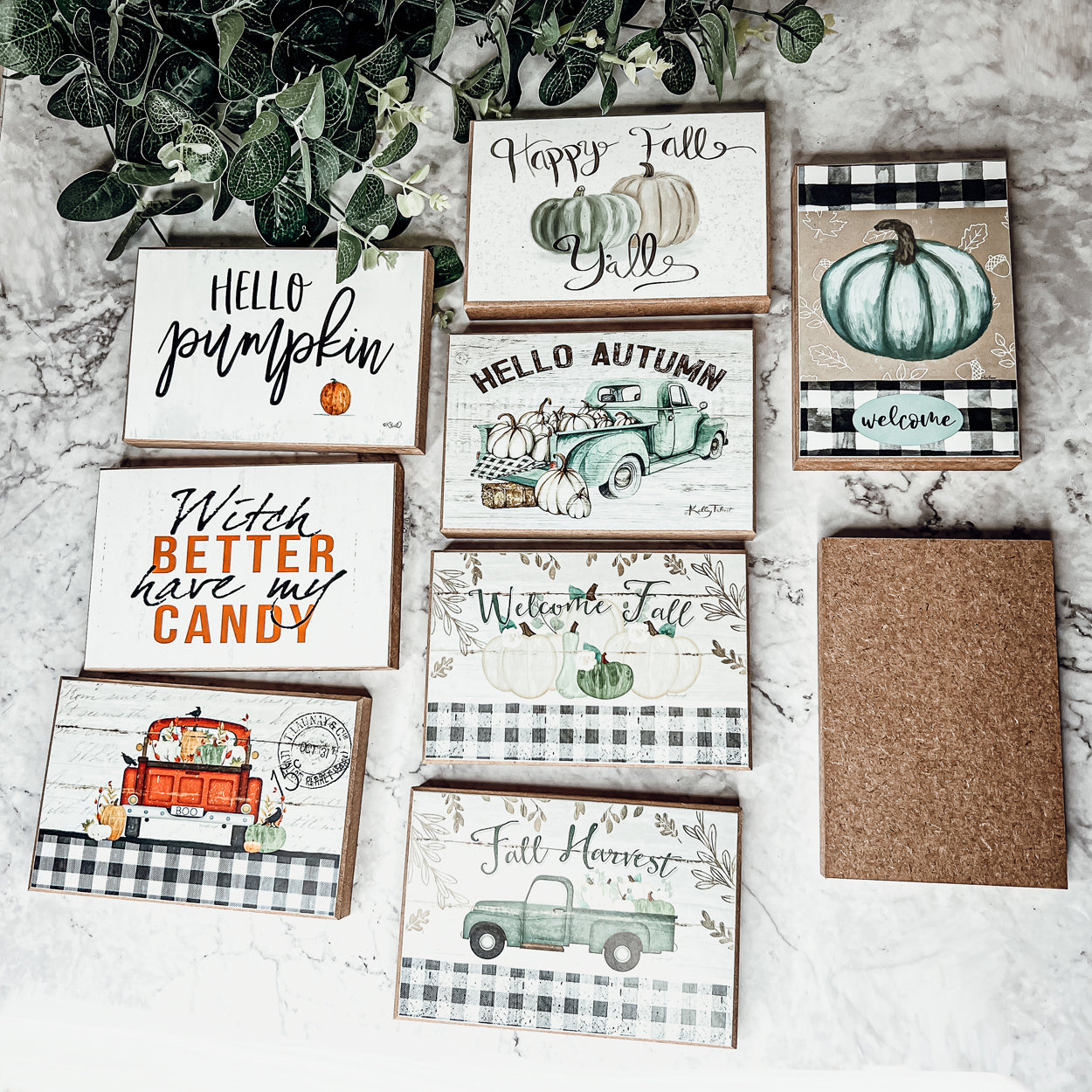Fall Harvest Wooden Tiered Tray Sign 6x4x1 Rustic Halloween Home Decor