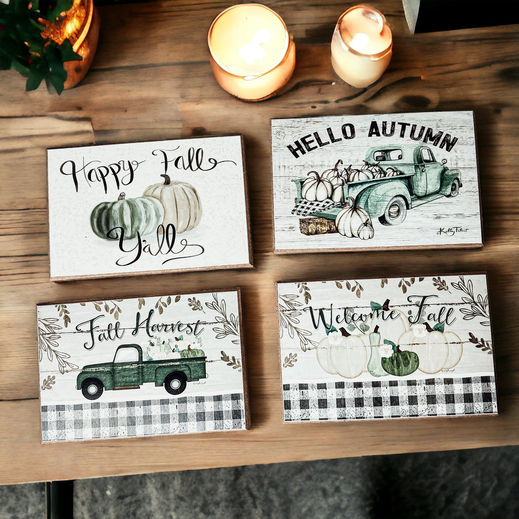Fall Harvest Wooden Tiered Tray Sign 6x4x1 Rustic Halloween Home Decor