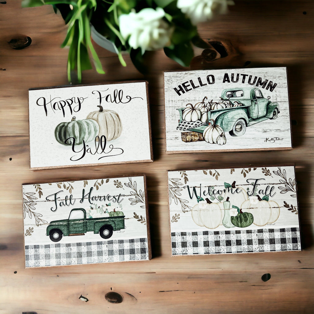 Fall Harvest Wooden Tiered Tray Sign 6x4x1 Rustic Halloween Home Decor