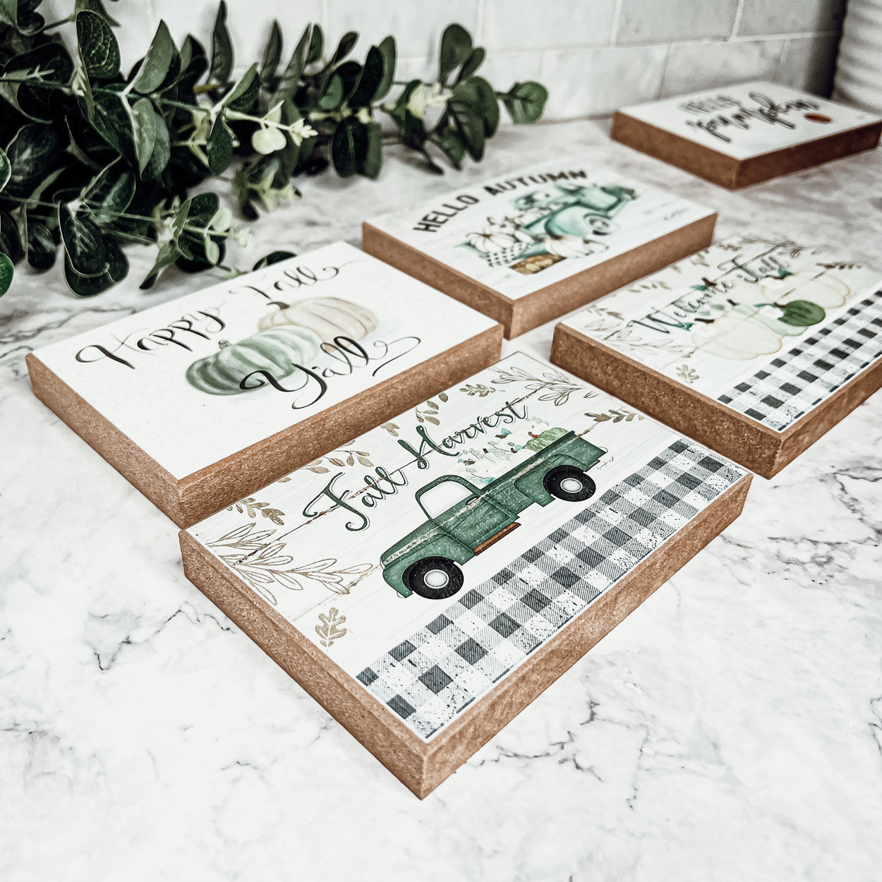 Fall Harvest Wooden Tiered Tray Sign 6x4x1 Rustic Halloween Home Decor
