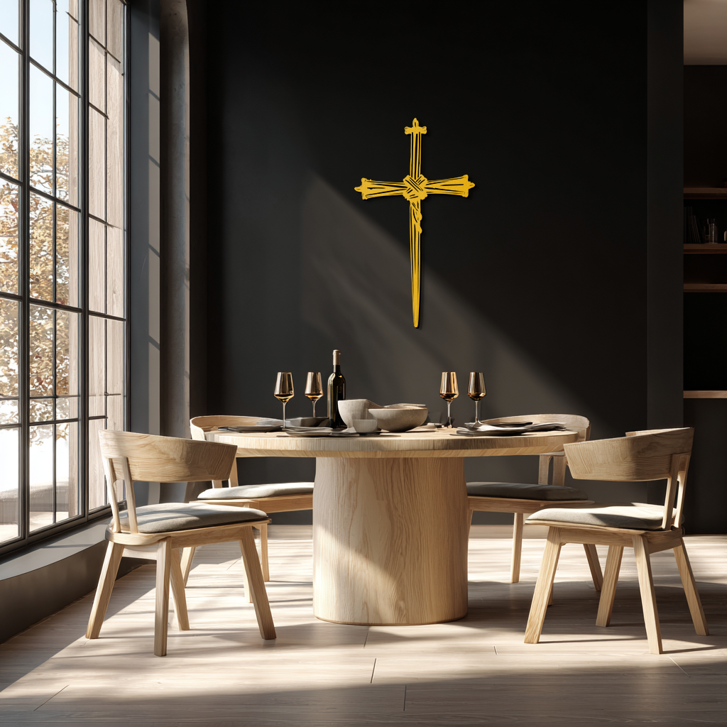 Christian Barbed Wire Cross Metal Wall Art – Rustic Religious Home Decor