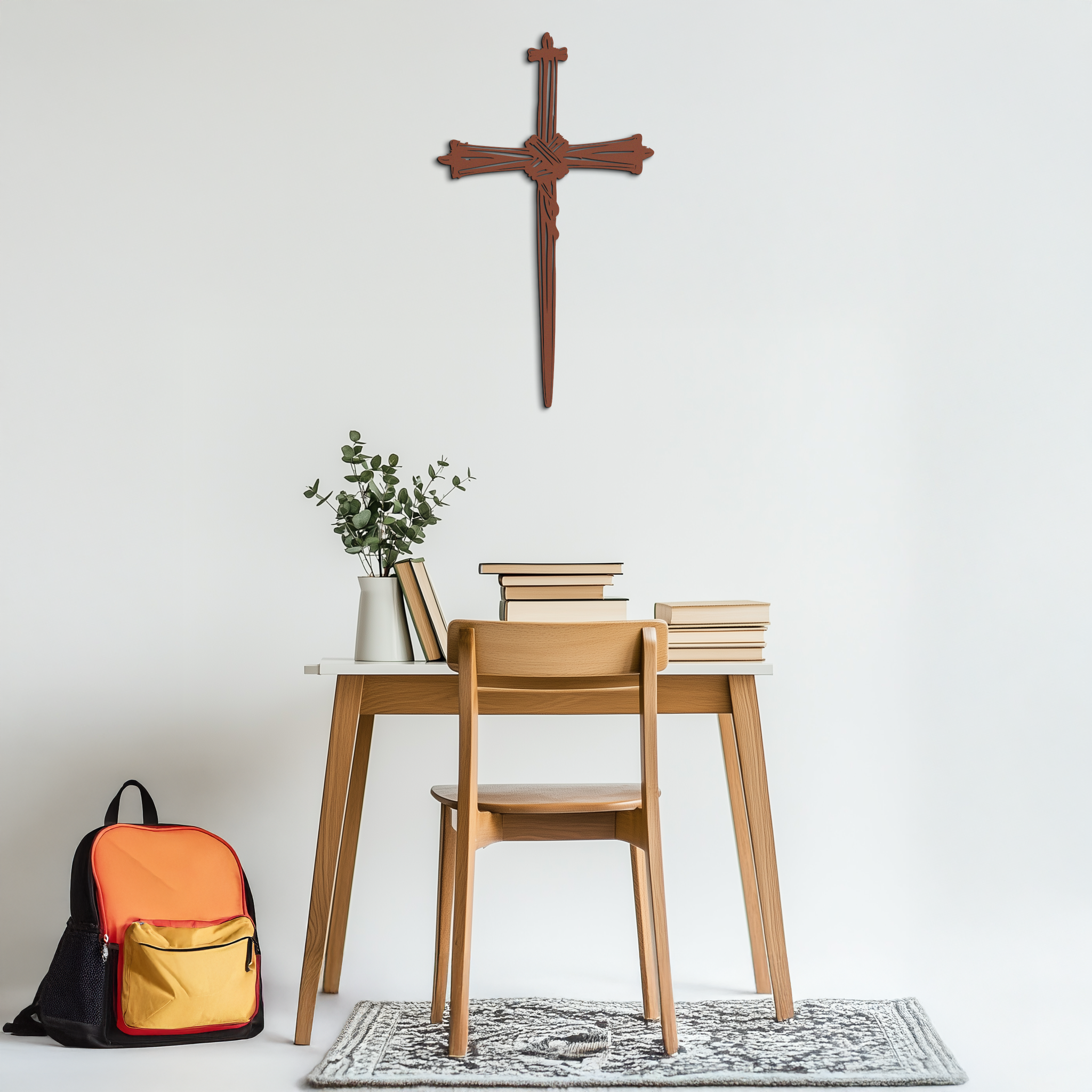 Christian Barbed Wire Cross Metal Wall Art – Rustic Religious Home Decor