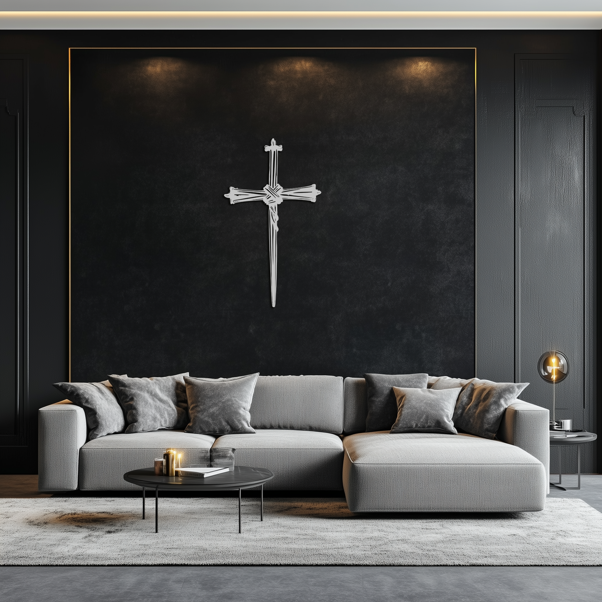 Christian Barbed Wire Cross Metal Wall Art – Rustic Religious Home Decor