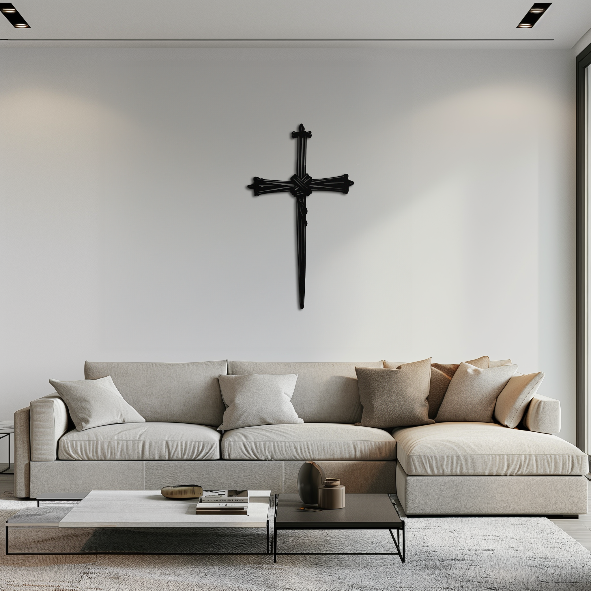 Christian Barbed Wire Cross Metal Wall Art – Rustic Religious Home Decor