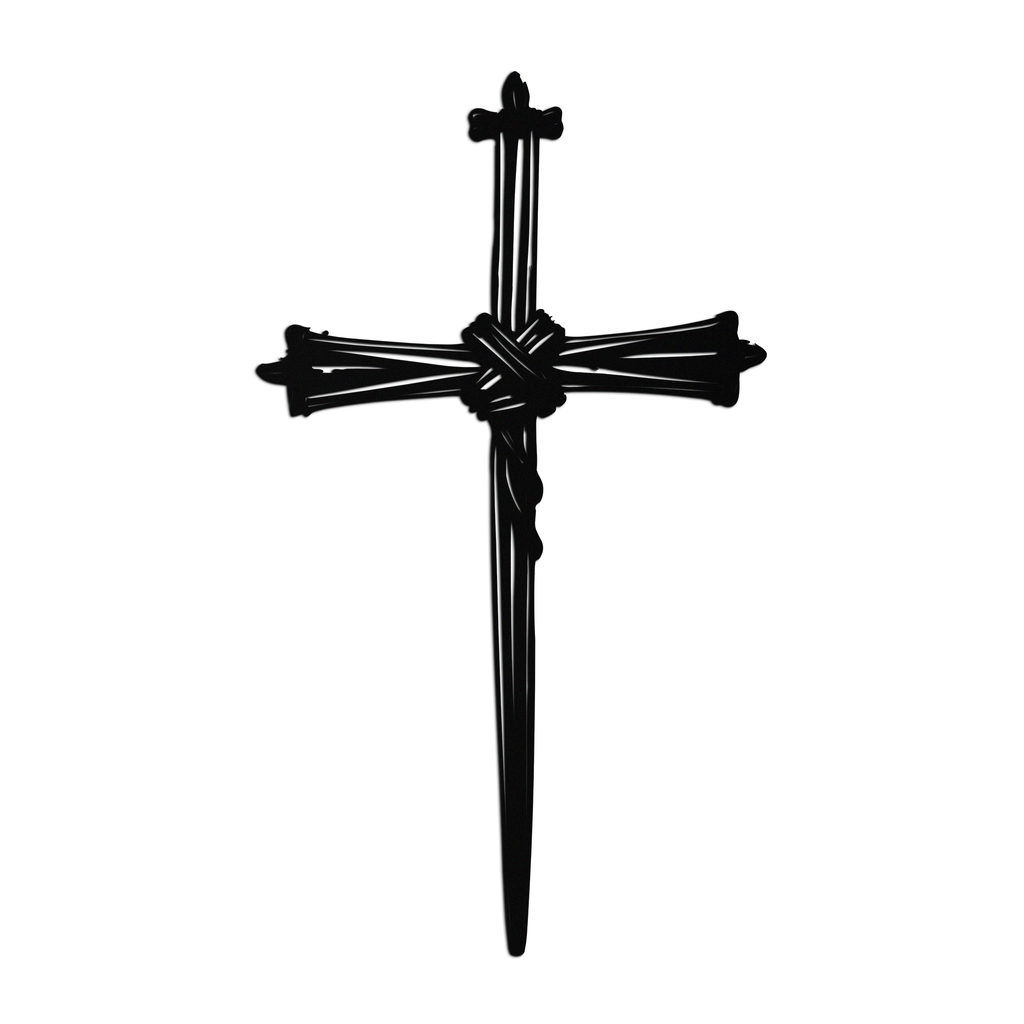 Christian Barbed Wire Cross Metal Wall Art – Rustic Religious Home Decor