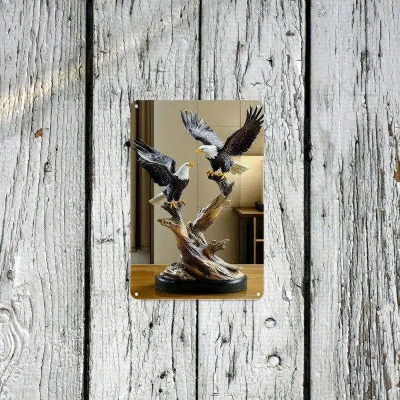 Vintage Eagle Wall Art Sculpture 8x12 Inch Aluminum Home Decor Rustic Gift