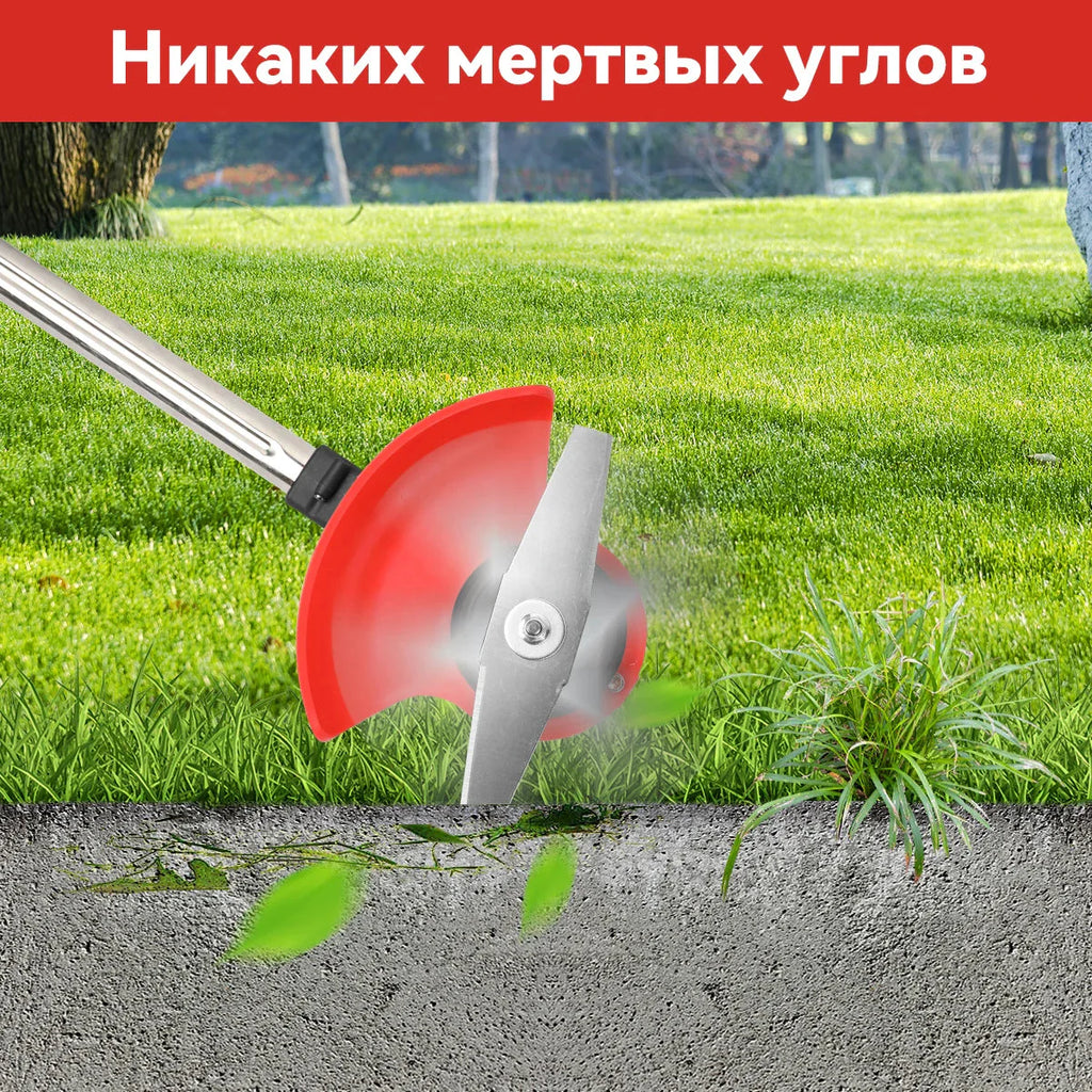 Electric Lawn Mower Cordless Grass Cutter with 2 Batteries Handheld Lawnmower Adjustable Length Grass Trimmer