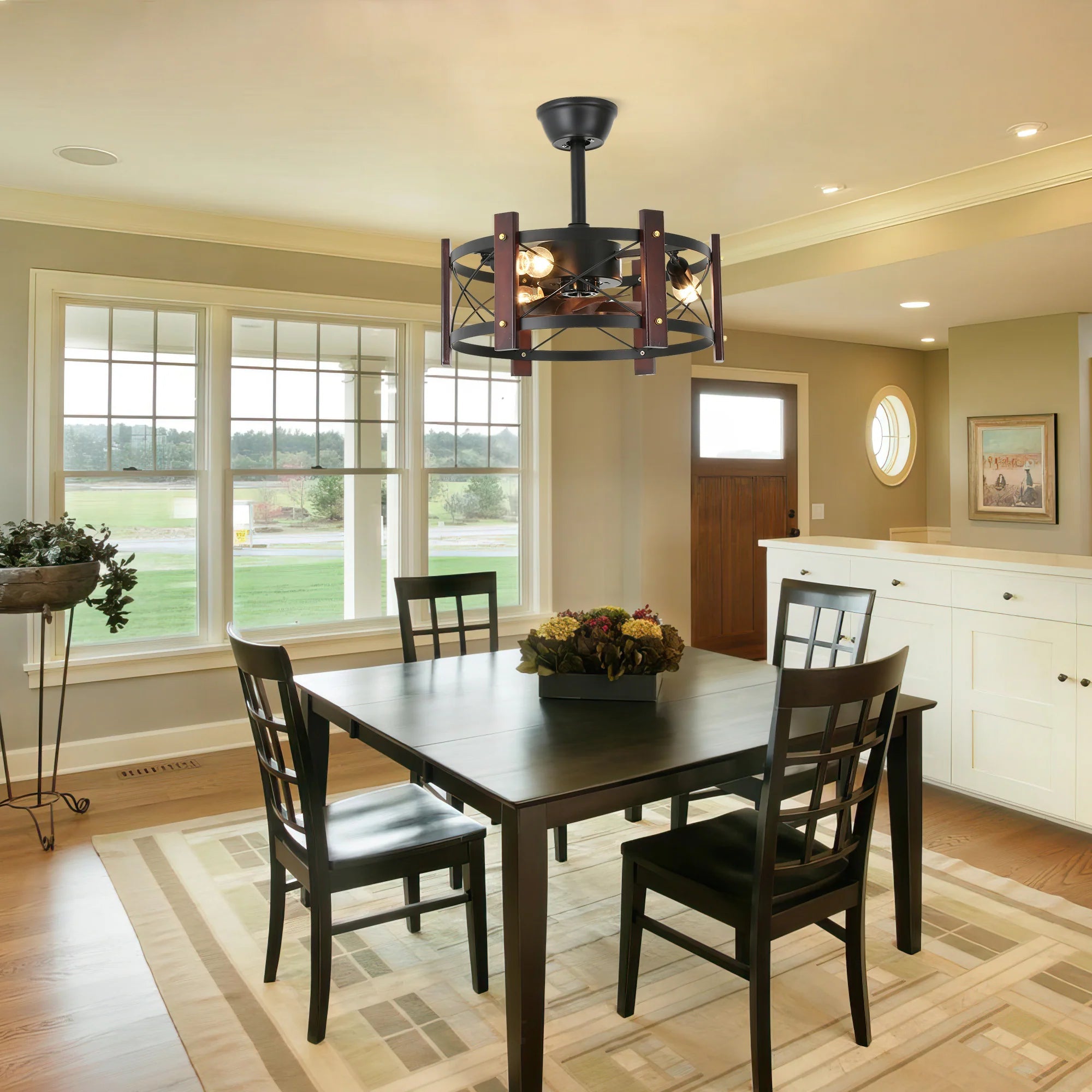 Modern Farmhouse Ceiling Fan with LED Lights
