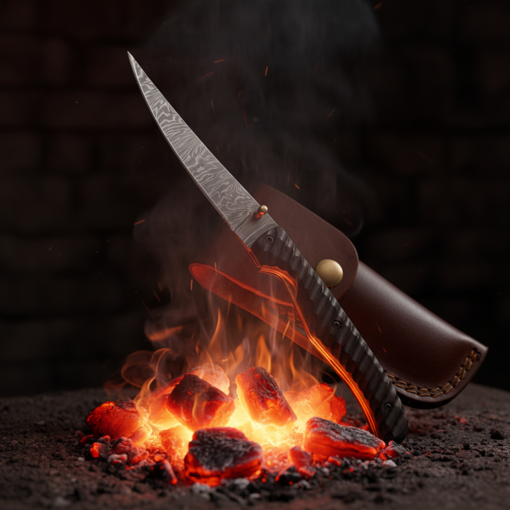 Damascus Slim Folder in Coals