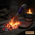Purple Resin Feather Knife in Coals