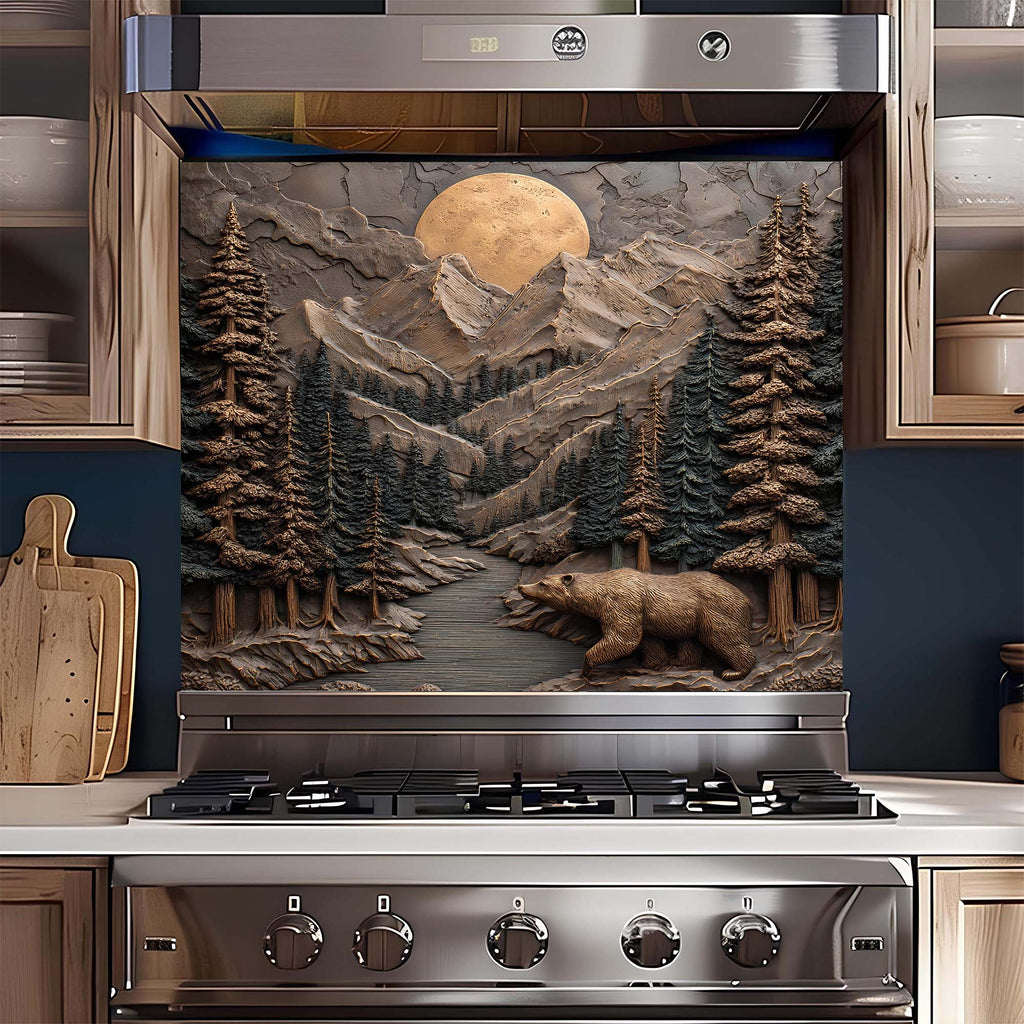 Custom Kitchen Backsplash – Mountain Spirit Tempered Glass Backsplash