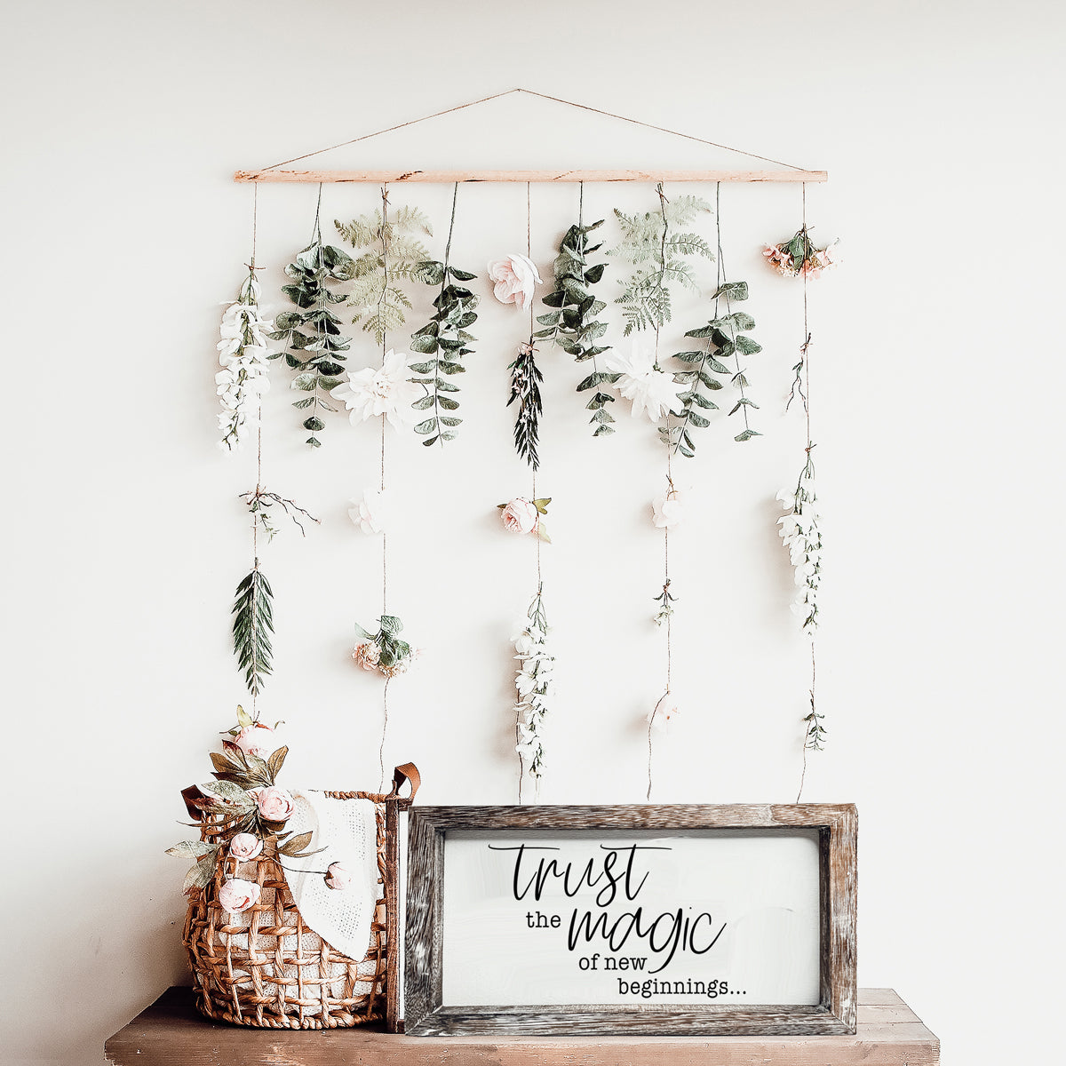 Rustic Wooden Magic Of New Beginnings Inspirational Sign Home Decor Gift