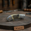 Handmade Damascus Drop Point Folding Knife – American Flag Handle, EDC Pocket Knife