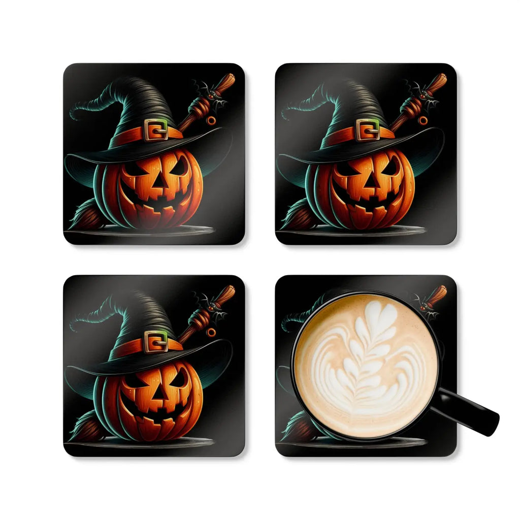 Spooky Jack Corkwood Coaster Set - Halloween Decor - DipaliZ