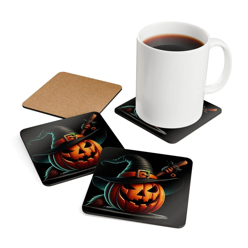 Spooky Jack Corkwood Coaster Set - Halloween Decor - DipaliZ